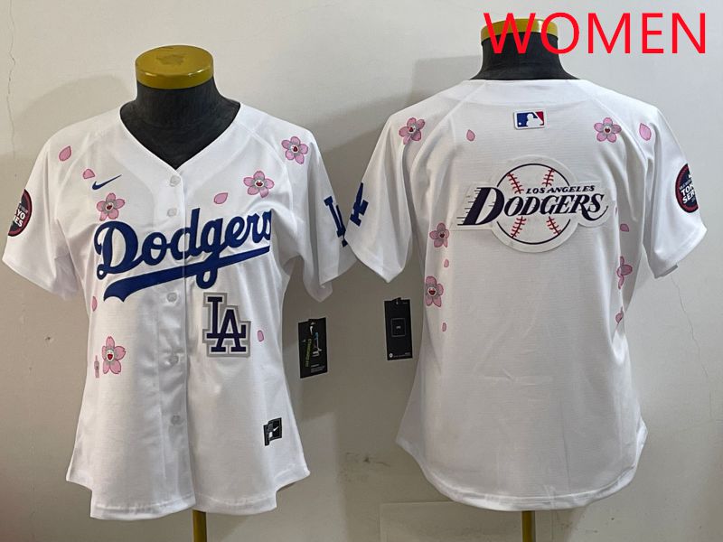 Women Los Angeles Dodgers Blank White Sakura Edition 2025 Nike MLB Jersey style 30